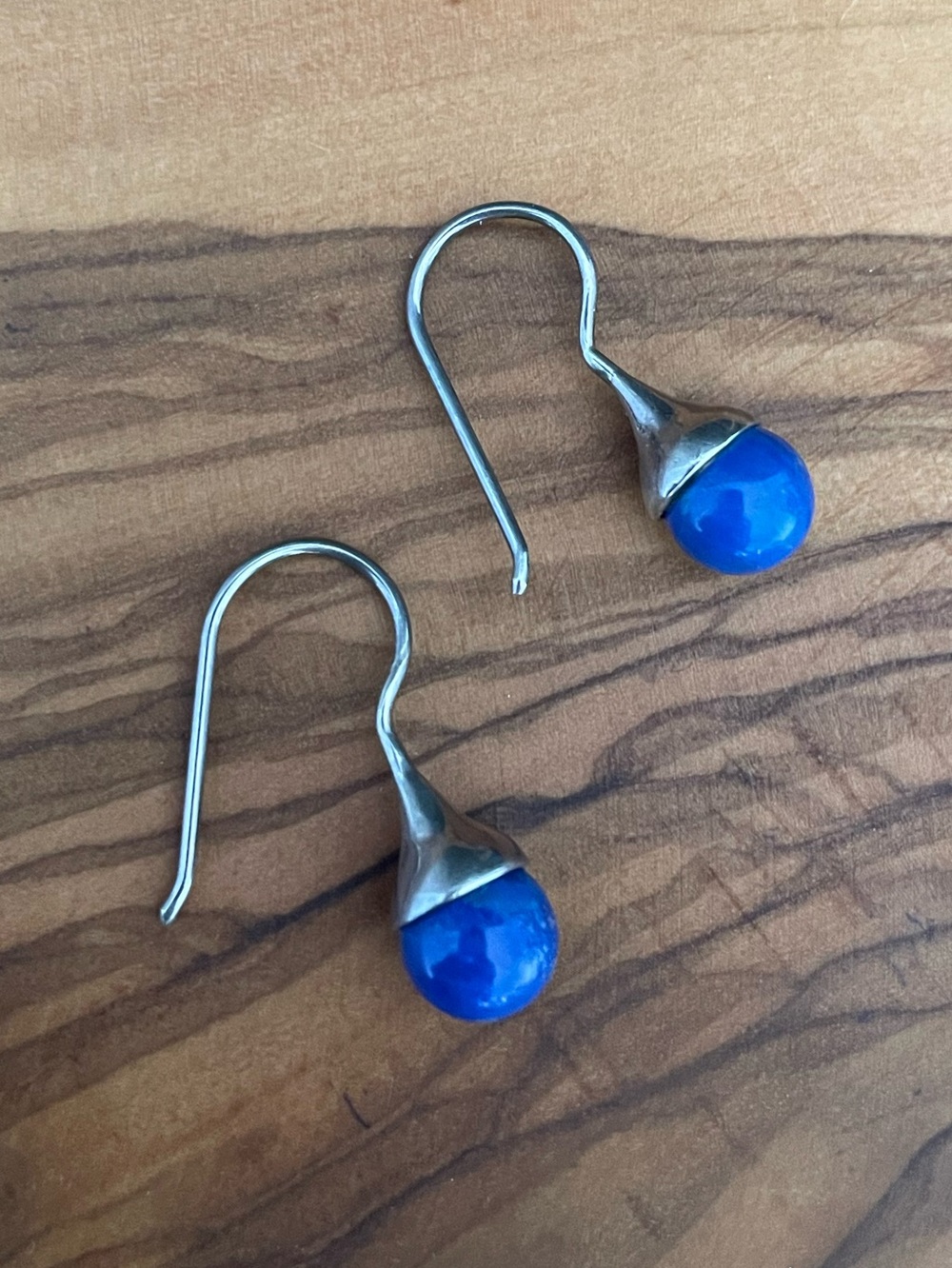 Sterling Silver Lapis Lazuli Hook Dangle Earrings 4.1 grams